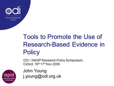 Tools to Promote the Use of Research-Based Evidence in Policy