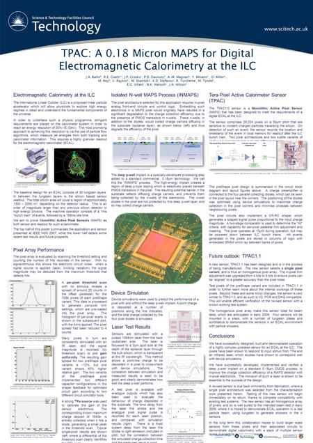 TPAC: A 0.18 Micron MAPS for Digital Electromagnetic Calorimetry at the ILC J.A. Ballin b, R.E. Coath c *, J.P. Crooks c, P.D. Dauncey b, A.-M. Magnan.