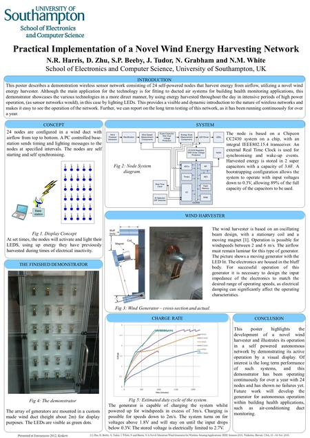 SYSTEMCONCEPT Practical Implementation of a Novel Wind Energy Harvesting Network N.R. Harris, D. Zhu, S.P. Beeby, J. Tudor, N. Grabham and N.M. White School.