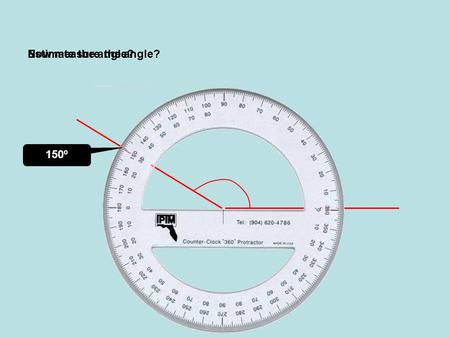 Estimate the angle? Now measure the angle? 150º.