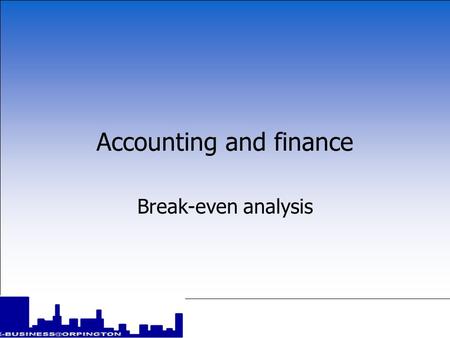 Accounting and finance