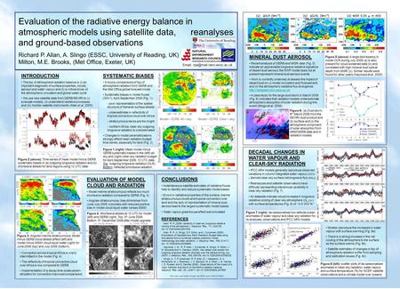 SYSTEMATIC BIASES 3-hourly comparisons of top of atmosphere radiation from GERB and the Met Office global forecast model Systematic biases in model fluxes.