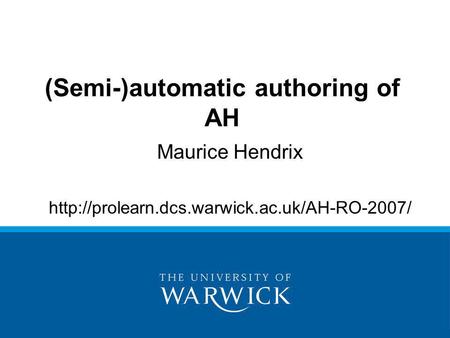 Maurice Hendrix  (Semi-)automatic authoring of AH.