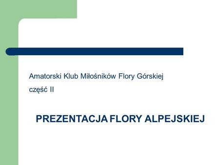 Amatorski Klub Miłośników Flory Górskiej część II PREZENTACJA FLORY ALPEJSKIEJ.