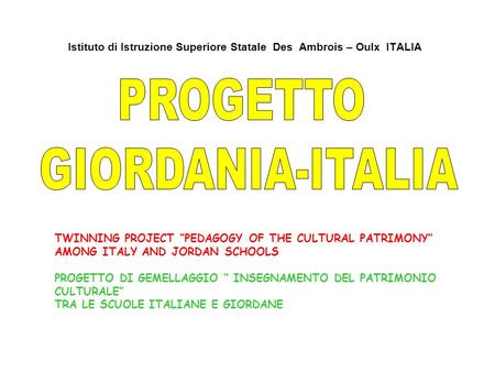 PROGETTO GIORDANIA-ITALIA