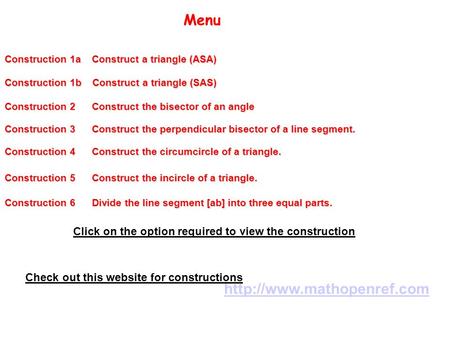 Construction 1a    Construct a triangle (ASA)