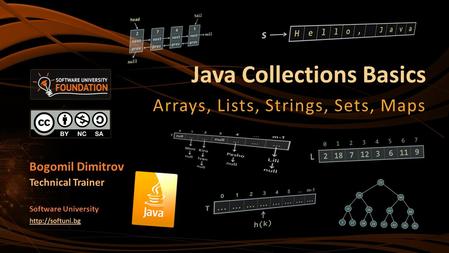 Java Collections Basics Arrays, Lists, Strings, Sets, Maps Bogomil Dimitrov Technical Trainer Software University