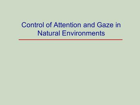 Control of Attention and Gaze in Natural Environments.