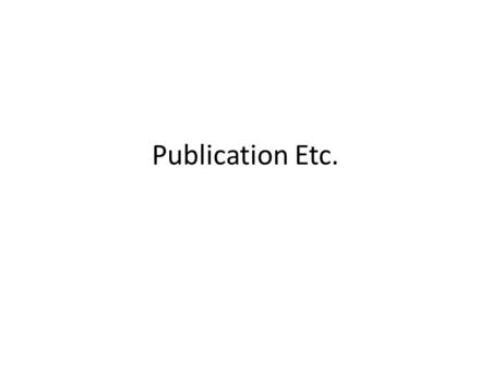 Publication Etc.. Disclaimer This is a complex and emotional topic. – There are many facets of the problem. – Any “solution” will have good and bad points.