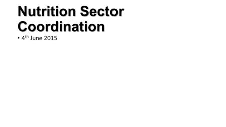 Nutrition Sector Coordination