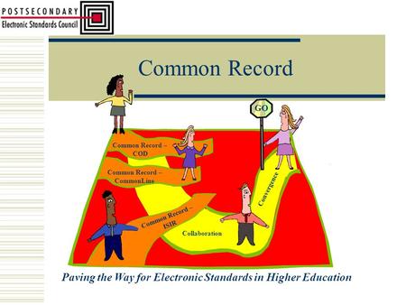 Common Record Paving the Way for Electronic Standards in Higher Education Common Record – COD Common Record – CommonLine Common Record – ISIR Collaboration.