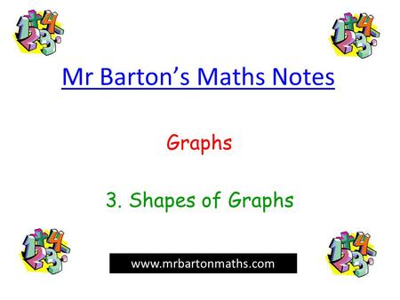 Mr Barton’s Maths Notes Graphs 3. Shapes of Graphs www.mrbartonmaths.com.