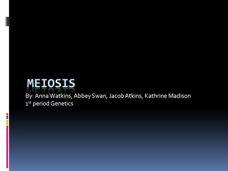 By: Anna Watkins, Abbey Swan, Jacob Atkins, Kathrine Madison 1 st period Genetics.