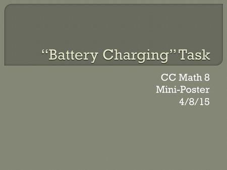 CC Math 8 Mini-Poster 4/8/15.  Complete parts a and b in class on 4/8/15  Present findings on a mini poster (HW #30)  The poster will consist of white.