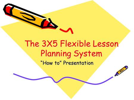 The 3X5 Flexible Lesson Planning System “How to” Presentation.