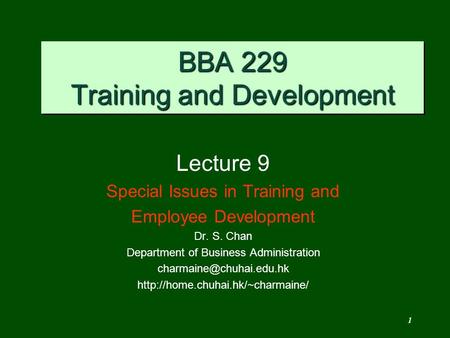 BBA 229 Training and Development