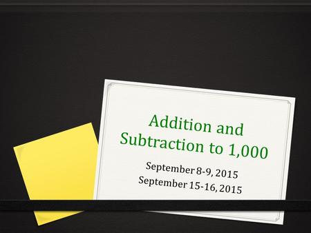 Addition and Subtraction to 1,000