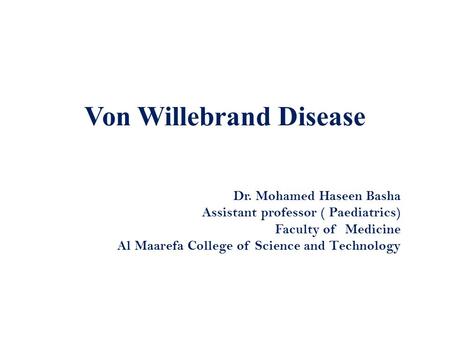 Von Willebrand Disease