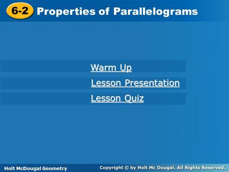 Properties of Parallelograms