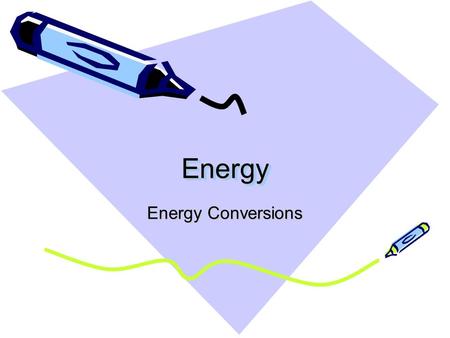 EnergyEnergy Energy Conversions. Energy Conversion A change from one form of energy to another.