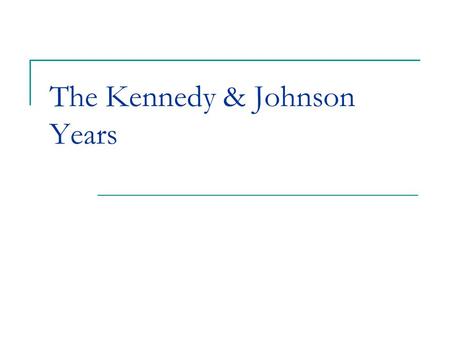 The Kennedy & Johnson Years. Post-War Presidents Truman’s “Fair Deal” Reconversion/Readjustment Eisenhower’s “Modern Republicanism” $ Conservative/Social.