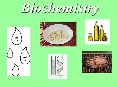 Biochemistry. I. Water A. Uneven charge on molecule makes it polar. 1. Good solvent- Breaks up ionic compounds. 2. Dissolves other polar molecules. B.