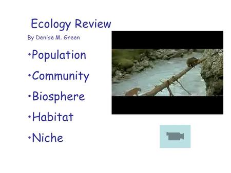 Ecology Review By Denise M. Green Population Community Biosphere Habitat Niche.