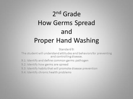 2nd Grade How Germs Spread and Proper Hand Washing