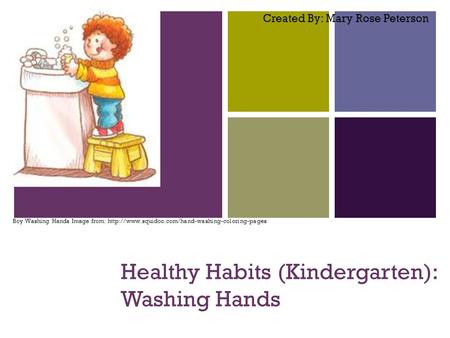 + Healthy Habits (Kindergarten): Washing Hands Boy Washing Hands Image from:  Created By: Mary Rose Peterson.