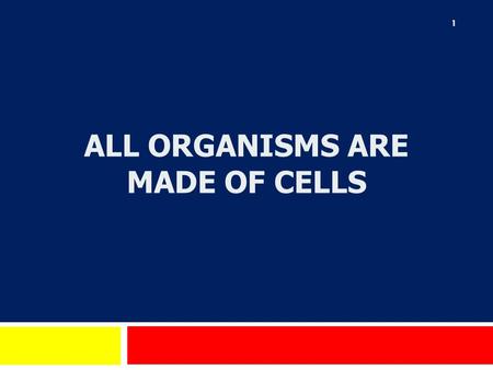 ALL ORGANISMS ARE MADE OF CELLS 1. What is a Cell? 2.