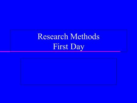 Research Methods First Day. Research  Systematic  Collection and analysis of data  Creates new knowledge  Informs actions and decisions.