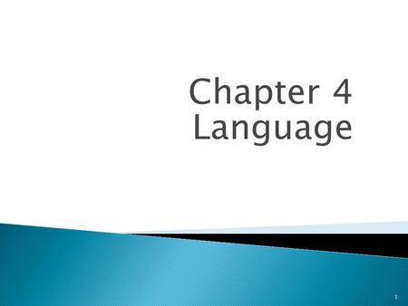 Chapter 4 Language 1. Language: a collection of symbols governed by rules and used o convey messages between individuals.  Language is Symbolic - Language.