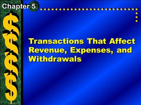 Transactions That Affect Revenue, Expenses, and Withdrawals.