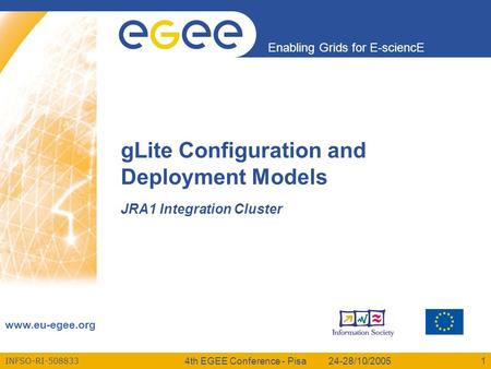 INFSO-RI-508833 Enabling Grids for E-sciencE www.eu-egee.org 24-28/10/20054th EGEE Conference - Pisa1 gLite Configuration and Deployment Models JRA1 Integration.