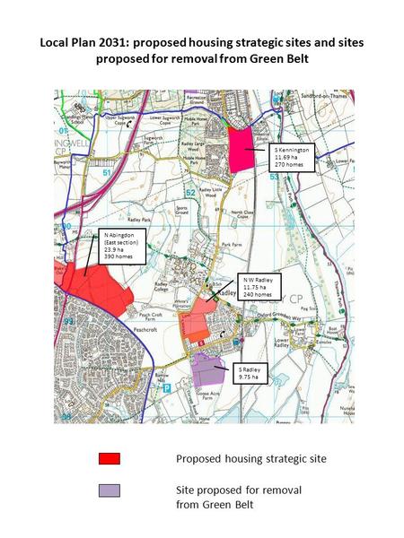 Local Plan 2031: proposed housing strategic sites and sites proposed for removal from Green Belt Proposed housing strategic site Site proposed for removal.