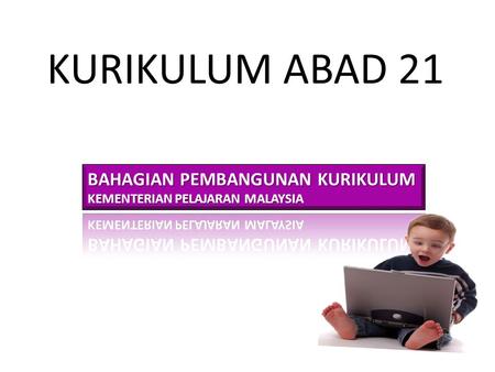 KURIKULUM ABAD 21 The World Has Changed We have moved into a more demanding cognitive age, compelling people to become better at absorbing, processing.