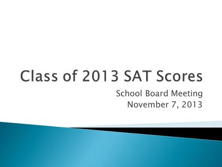 School Board Meeting November 7, 2013.  246 Timberlane Seniors tested.  If students tested more than once, most recent score was used. Year2013National.