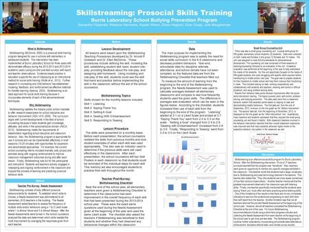 TEMPLATE DESIGN © 2008 www.PosterPresentations.com Skillstreaming: Prosocial Skills Training Burris Laboratory School Bullying Prevention Program Samantha.