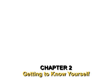 Getting to Know Yourself