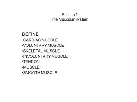 Section 2 The Muscular System