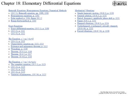 Main Menu Salas, Hille, Etgen Calculus: One and Several Variables Copyright 2003 © John Wiley & Sons, Inc. All rights reserved. Bernoulli Equations: Homogeneous.