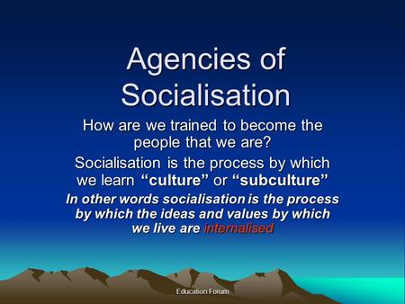 Agencies of Socialisation