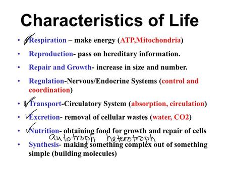 Characteristics of Life