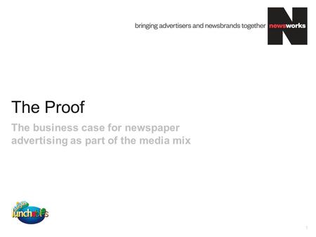 The Proof 1 The business case for newspaper advertising as part of the media mix.