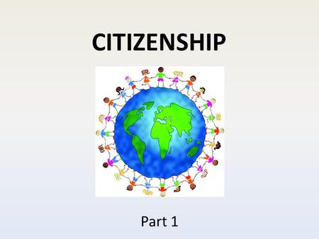 CITIZENSHIP Part 1. 1. What is a citizen? 3. How does having responsibilities allow us to have rights? A citizen is a member of a community who has rights.