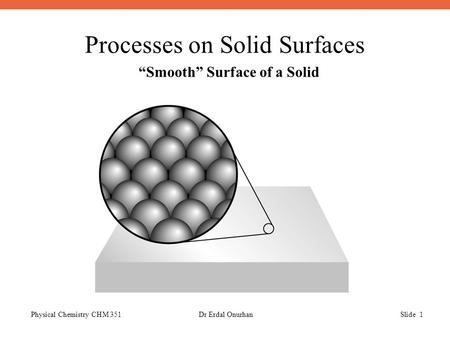 Processes on Solid Surfaces Physical Chemistry CHM 351Dr Erdal OnurhanSlide 1 “Smooth” Surface of a Solid.