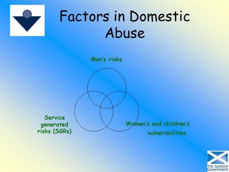 Factors in Domestic Abuse Men’s risks Women’s and children’s vulnerabilities Service generated risks (SGRs)