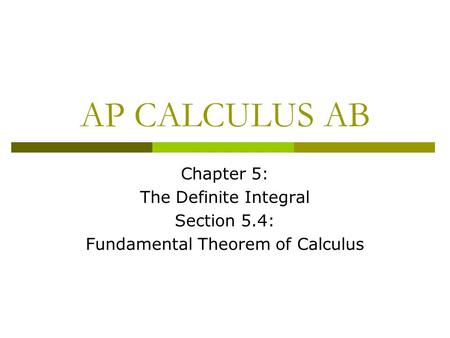 Fundamental Theorem of Calculus