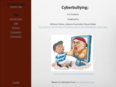 Cyberbullying: Student Page Title Introduction Task Process Evaluation