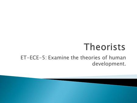 ET-ECE-5: Examine the theories of human development.